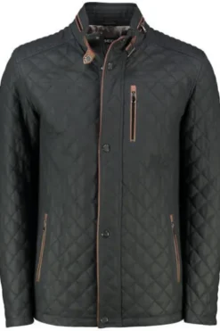 Leder Steppjacke navy