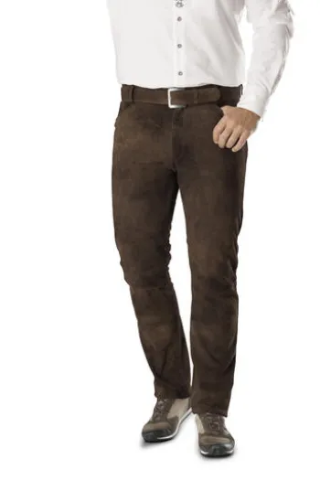 MADDOX Leder-Hose dunkelbraun Ziegenveloursleder