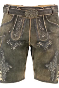 MADDOX Leder Shorts German braun einfarbig