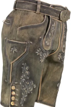 MADDOX Leder Shorts German braun einfarbig