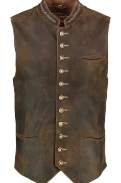 MADDOX Leder Weste Westsee braun