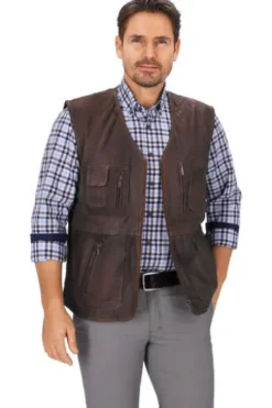 MADDOX Leder Weste whisky Lammnappaleder