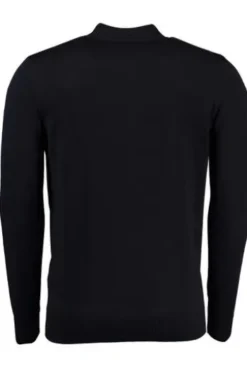 MAERZ Polo-Pullover marine aus Merinowolle