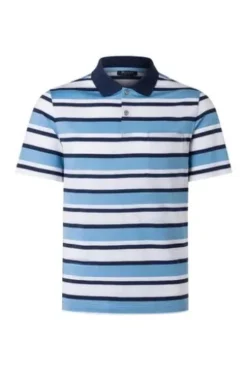 MAERZ Polo-Shirt dawn blue gestreift Regular Fit