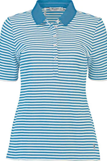 MAERZ Polo-Shirt hellblau gestreift in Pique-Qualität