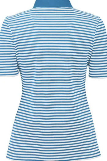 MAERZ Polo-Shirt hellblau gestreift in Pique-Qualität