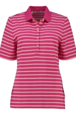 MAERZ Polo-Shirt pink gestreift in Piqué-Qualität