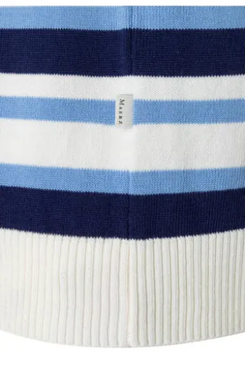 MAERZ Pullover endless sky- hellblau gestreift Kurzarm