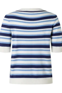 MAERZ Pullover endless sky- hellblau gestreift Kurzarm