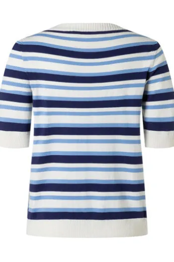 MAERZ Pullover endless sky- hellblau gestreift Kurzarm