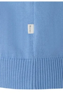 MAERZ Pullover endless sky- hellblau Kurzarm in Organic-Baumwoll-Qualität
