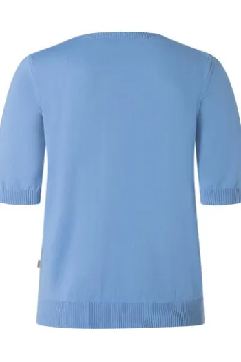 MAERZ Pullover endless sky- hellblau Kurzarm in Organic-Baumwoll-Qualität