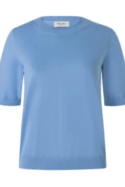 MAERZ Pullover endless sky- hellblau Kurzarm in Organic-Baumwoll-Qualität