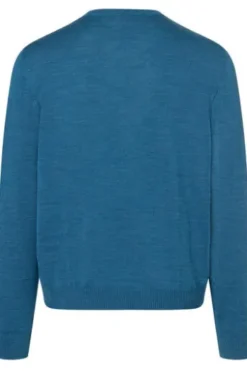 MAERZ Rundhals Pullover blau extra feine Merinowolle