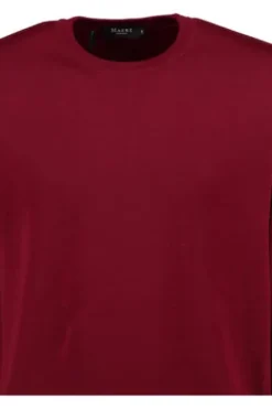MAERZ Rundhals Pullover bordeaux extra feine Merinowolle