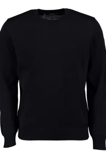 MAERZ Rundhals Pullover marine extra feine Merinowolle