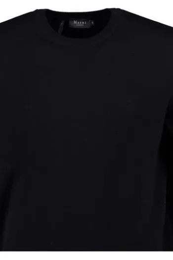 MAERZ Rundhals Pullover marine extra feine Merinowolle