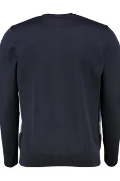 MAERZ Rundhals Pullover navy gemustert