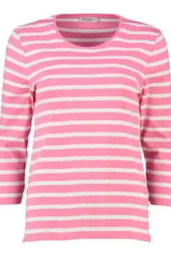 MAERZ Shirt chateau rose gestreift in softer Baumwoll-Mixqualität