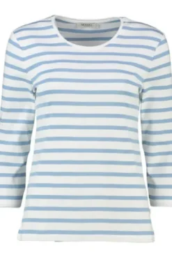 MAERZ Shirt endless sky- hellblau gestreift in softer Baumwoll-Mixqualität