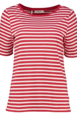 MAERZ Shirt rot gestreift in softer Baumwoll-Mixqualität