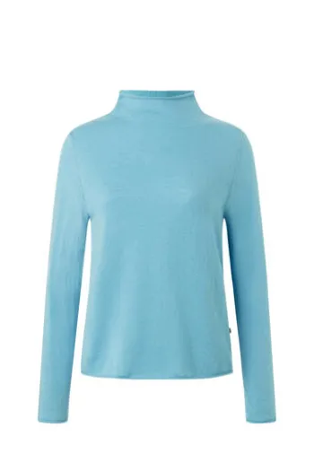 MAERZ Stehbund-Pullover hellblau aus hochwertiger Merinowolle