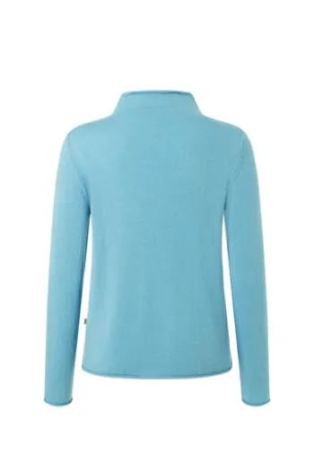 MAERZ Stehbund-Pullover hellblau aus hochwertiger Merinowolle