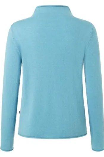 MAERZ Stehbund-Pullover hellblau aus hochwertiger Merinowolle