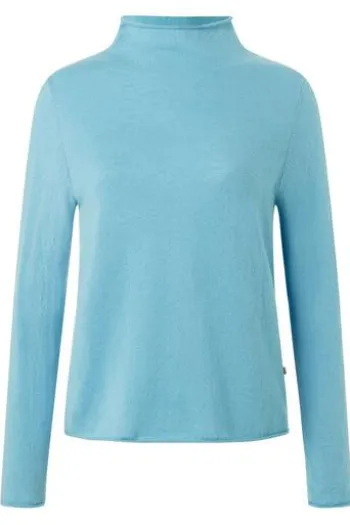 MAERZ Stehbund-Pullover hellblau aus hochwertiger Merinowolle