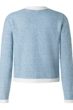 MAERZ Strickjacke endless sky- hellblau gestreift in edler Optik