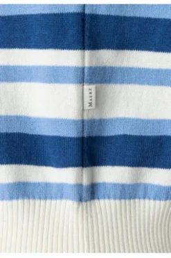 MAERZ Strickjacke endless sky- hellblau gestreift in Organic-Baumwoll-Qualität