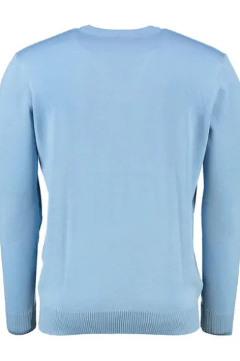 MAERZ V-Ausschnitt Pullover hellblau extra feine Merinowolle