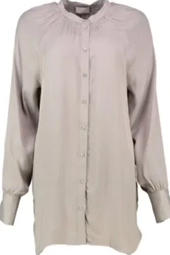MILANO Bluse taupe langarm in leichtfließender Qualität