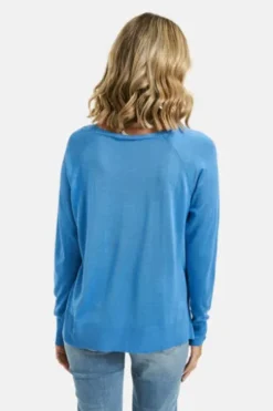 Milano Italy Pullover with roundneck and raglan 1/1 sleeves santorini