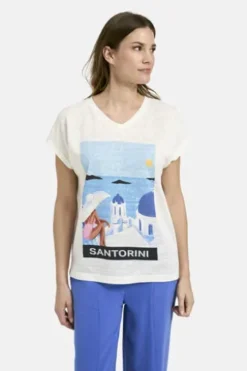 Milano Italy Shirt w oversized shoulder + roundneck and Artwork offwhite
