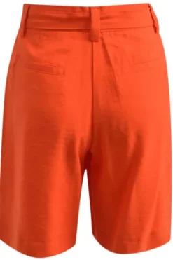 Milano Italy Shorts with hook and eye closure at cf, sideseampockets, wide leg hot orange