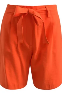 Milano Italy Shorts with hook and eye closure at cf, sideseampockets, wide leg hot orange