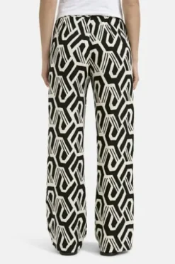 Milano Italy wideleg pants with elastic waist black print