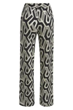 Milano Italy wideleg pants with elastic waist black print