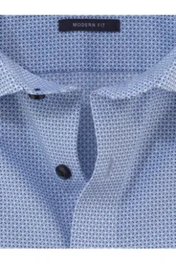 OLYMP Business Hemd Luxor blau gemustert Modern Fit Langarm