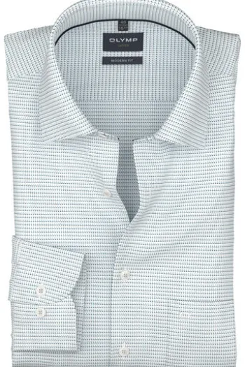 OLYMP Business Hemd Luxor bleu gemustert Modern Fit Langarm