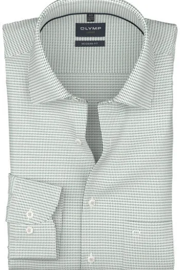 OLYMP Business Hemd Luxor grün gemustert Modern Fit Langarm