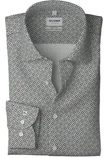 OLYMP Business Hemd Luxor Level 5 blau gemustert Body Fit Langarm