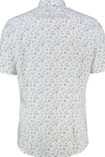 OLYMP Business Hemd Luxor weiss geblümt Modern Fit Kurzarm