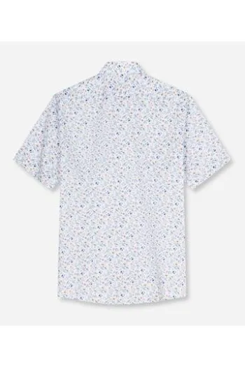 OLYMP Business Hemd Luxor weiss geblümt Modern Fit Kurzarm