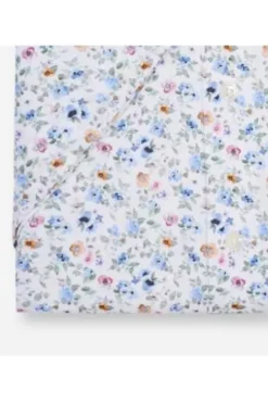 OLYMP Business Hemd Luxor weiss geblümt Modern Fit Kurzarm