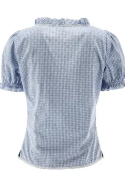 OS TRACHTEN Bluse blau kariert Kurzarm