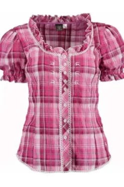 OS Trachten Carmenbluse beere kariert