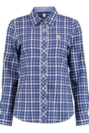 OS TRACHTEN Flanell-Bluse blau in Natur-Qualität