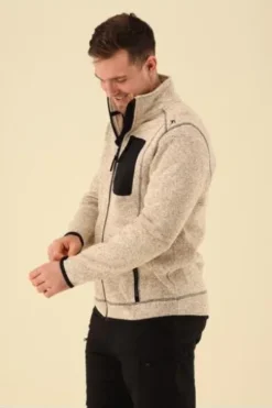 OS TRACHTEN Fleece-Jacke beige meliert